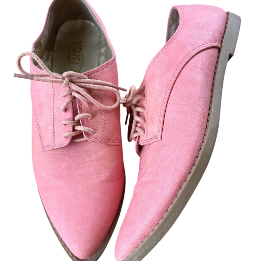 Yoki ‘Jimmy’ Women's Pink Leather Oxford Lace-Up Shoes